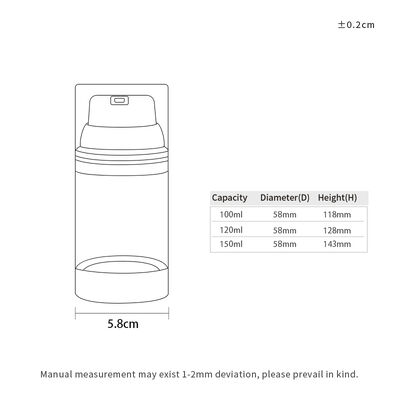 Εταιρεία χονδρικής πώλησης πολυτελείας 100ml 150ml 120ml ABS AS αέρα χωρίς μπουκάλι αντλία με ματ γυαλιστερή UV χειροτεχνία