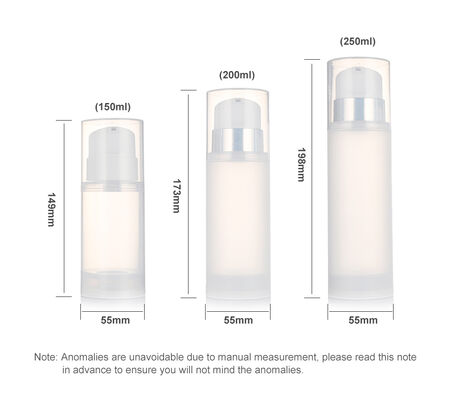 Φιάλη αντλίας χωρίς αέρα 150 ml 200 ml 250 ml/PP Διαφανής φιάλη αντλίας λοσιόν για συσκευασία καλλυντικών