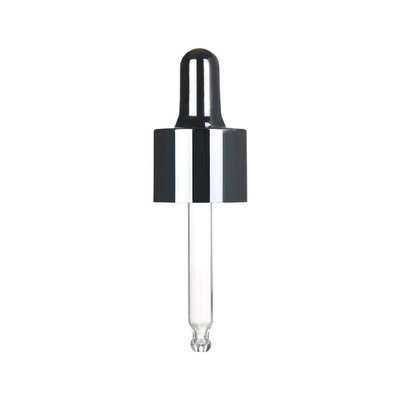 Dropper γυαλιού PP πλαστικό καλλυντικό μεγάλο 20mm στρογγυλό μαύρο ασημένιο χρώμα ακρών